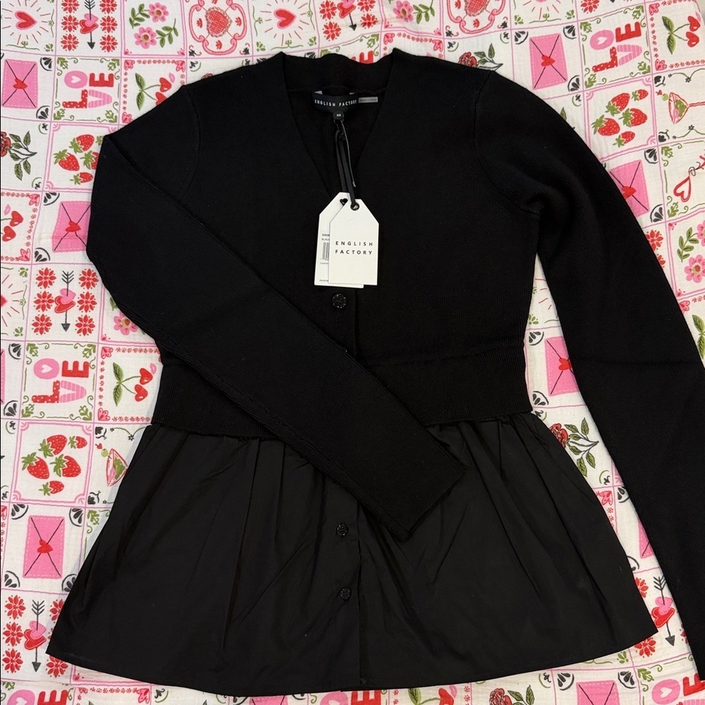 English Factory black cardigan size extra small NWT